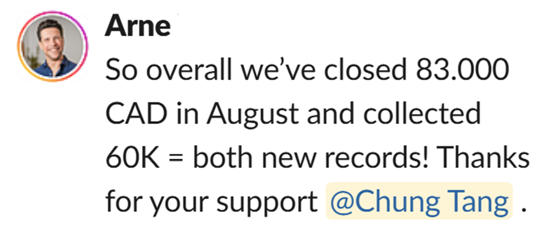 Arne W. $83,000 CAD August record month